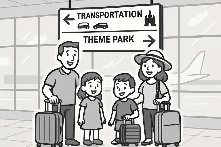 tips for stress free travel between airports and theme parks